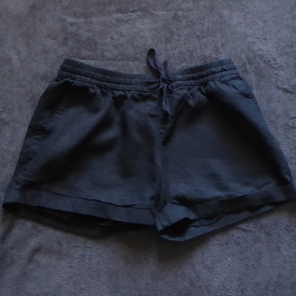 Black linen shorts